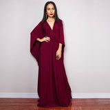 Multicolor V-Neck Batwing Sleeve Plus Size Loose Maxi Dress For Women Summer Beach Wear Kaftan Long Bathing Dresses Q1306