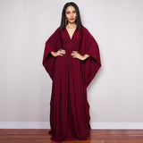 Multicolor V-Neck Batwing Sleeve Plus Size Loose Maxi Dress For Women Summer Beach Wear Kaftan Long Bathing Dresses Q1306