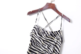 - Contrast striped sexy backless strappy dress GEU456