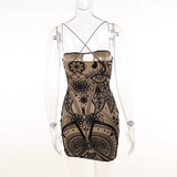 - Women's summer printed hollow sexy suspender dress GEU746