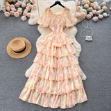 vmtvr- women's summer floral dress with puff sleeves GEU448