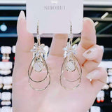 Geometric crystal opal earrings