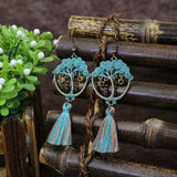 National retro tassel geometric alloy earrings