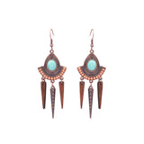 Female retro drop national wooden earrings