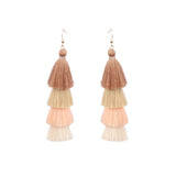 Long color matching multi-layer tassel earrings