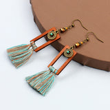 Fashionable Bohemian retro square tassels long earrings