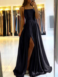 long dresses Skinny suspenders Sexy backless dresses High split dance host dresses