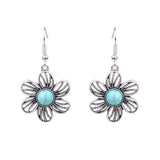 Turquoise earrings with wind flowers and water drops