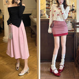 2025  popular new one-word  thick heel Mary Jane shoes light mouth patent leather pearl buckle silver single shoes