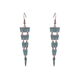 Retro earrings geometric turquoise tassel earrings