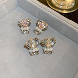 French romantic bouquet with pearl earrings