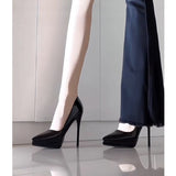 2025  Not tired feet waterproof table high heels women's thin heels pointed 2025 new black sexy versatile professional temperament single shoes