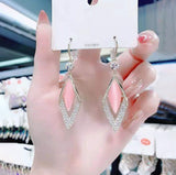 Geometric crystal opal earrings