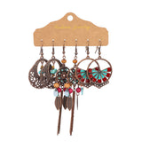 Fashion alloy leaves rhinestone wings tassels dripping oil feather earrings