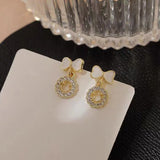 S925 silver needle love bow smiling face geometric hollow earrings