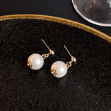 S925 silver needle French style cotton bead earrings