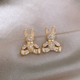 Black and white small exquisite lovely rabbit earrings