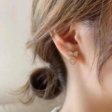 S925 silver needle love bow smiling face geometric hollow earrings