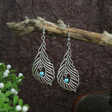 Turquoise ancient silver geometric metal tassel earrings