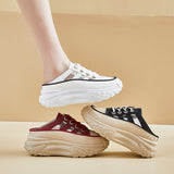 2025  popular summer new half tray white shoes women's mesh breathable student board shoes casual shoes increase ins tide Q072