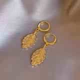 S925 silver needle leaf earrings