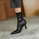 2025  Keep it heavy! Huge good-looking~ Classic black pointed-toed thin-heeled thin socks boots, high-heeled elastic short boots, single boots for women