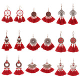 Fringed red earrings