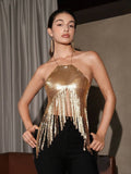 YH3753 Cross-border hot-selling acrylic sheet sequin size sheet combination fashionable neck halter top small vest