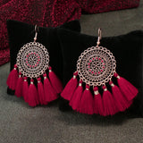 fringed bridal long geometric earrings