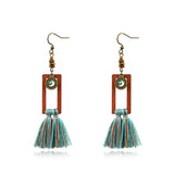 Fashionable Bohemian retro square tassels long earrings