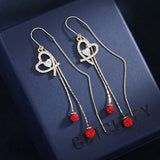 Red three-dimensional full diamond Ball Earrings