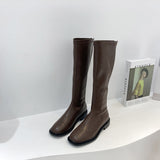 2025  boots women's Martin boots popular new mid-heel boots but knee Internet celebrity high boots velvet knight boots