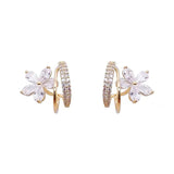 Five-petal crystal earrings