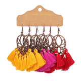 Geometric tassel flower shell earrings