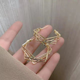 S925 silver needle minimalist geometric metal square C-shaped earrings