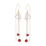 Red three-dimensional full diamond Ball Earrings