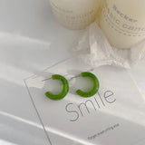 S925 silver needle French vintage C-shaped resin half-round earrings