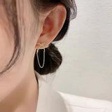 S925 silver needle tassel long bow earrings