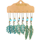 Tassel round hollow leaf earrings
