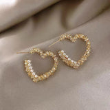 S925 Silver Needle Fashion Love Pearl Delicate C-shaped Earrings