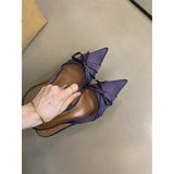 2025  Niche high heels women's shoes 2025 spring and autumn new  temperament elegant bow pointed light mouth stiletto sandals