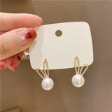 S925 silver needle drill rabbit ear pearl earrings