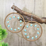 Hoop mesh turquoise earrings