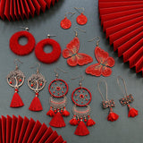 Geometric tassel simple earrings