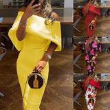 MOMENTLOVER New autumn cross-border women's clothing 2025 dresses independent station one-word collar turned shoulder slim dress hip dress
