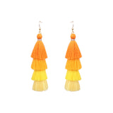 Long color matching multi-layer tassel earrings