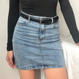 themeisles - Retro High-Waisted Denim Skirt