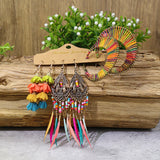 Geometric tassel flower shell earrings