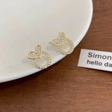 S925 silver needle love micro-set sweet fashion earrings