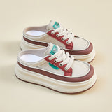 2025  summer half tray white shoes new Korean version ins female students thick sole heightening mesh breathable casual XW520